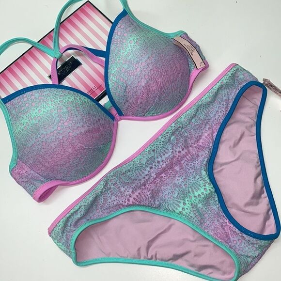 🔥🏖VICTORIA SECRET  swimsuit top 34DD push-up  //bottom Small New#7 - Picture 1 of 9